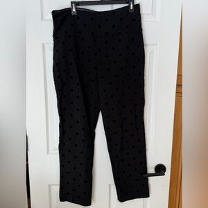 Black Flocked Polka Dot Leggings with Tummy Control
